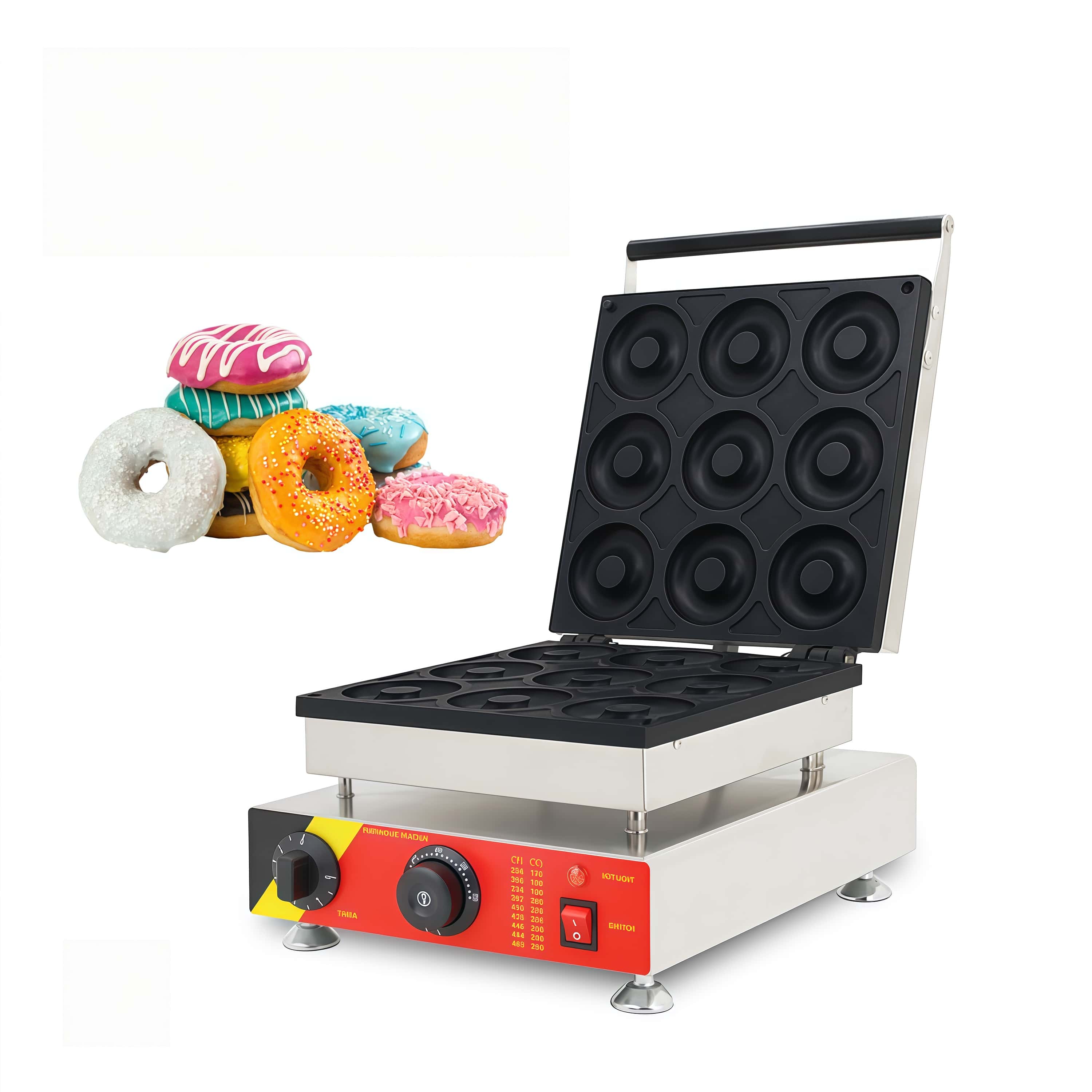 Mini Waffle Maker Machine - 480 Modell Elektrische 9-Kreis-Donut-Maschine, Kommerzieller 9-Loch