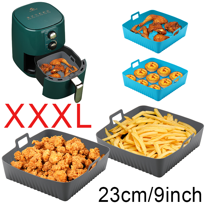 Air Fryer Silicone Pot Liner - Quadratische große Silikon-Luftfritteusen-Einlagenformen für 6-8QT 9