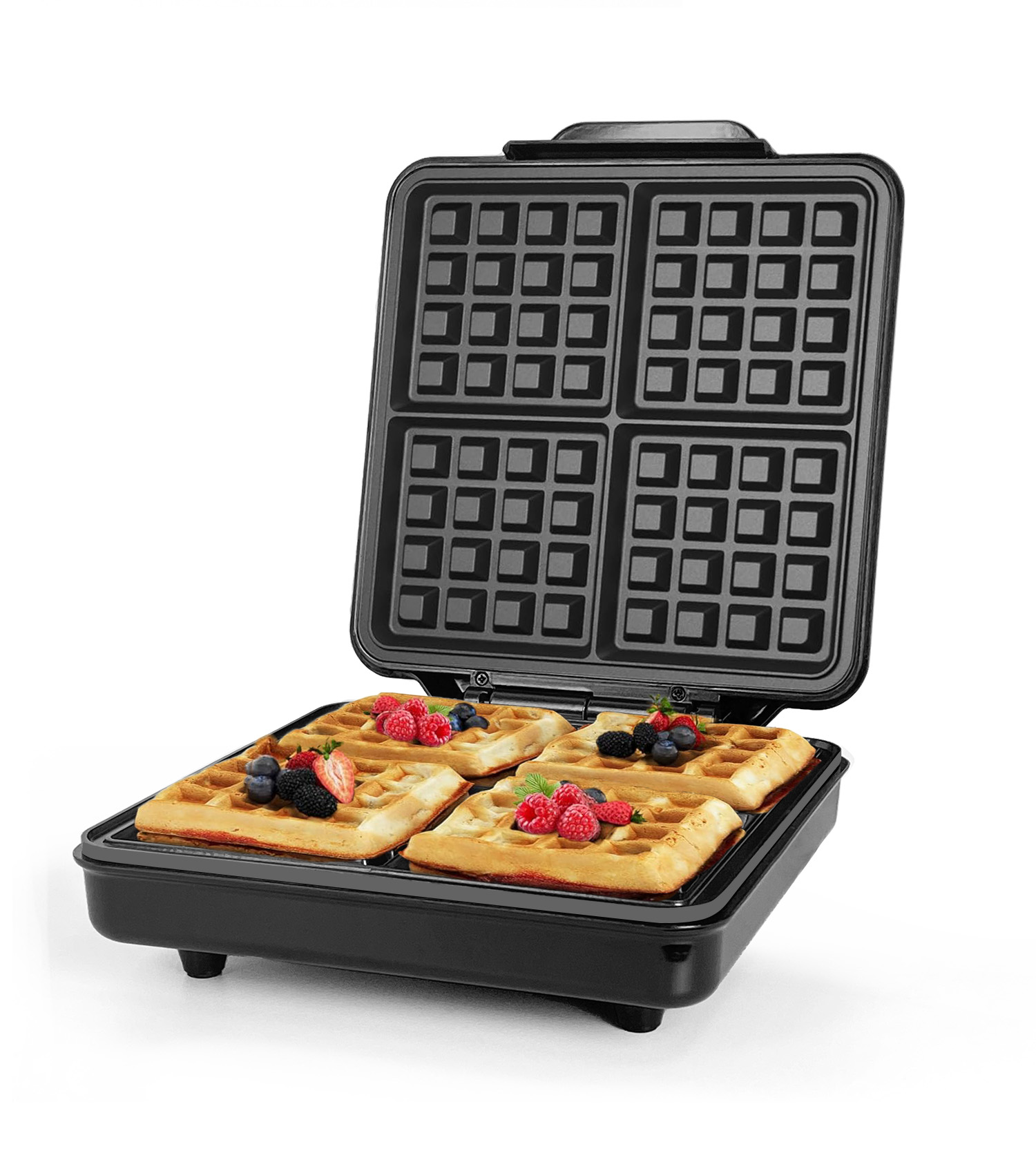 Mini Waffle Maker Machine - Mini Automatische 1200W 4-Scheiben Dual-Zone Antihaft-Umweltfreundliche