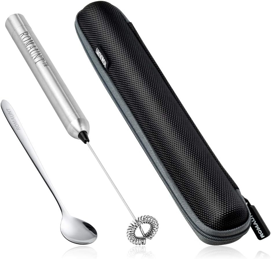 Electric Milk Frother Handheld - Handlicher Milchaufschäumer Elektrisch Batteriebetrieben Tragbarer Edelstahl-Schneebesen