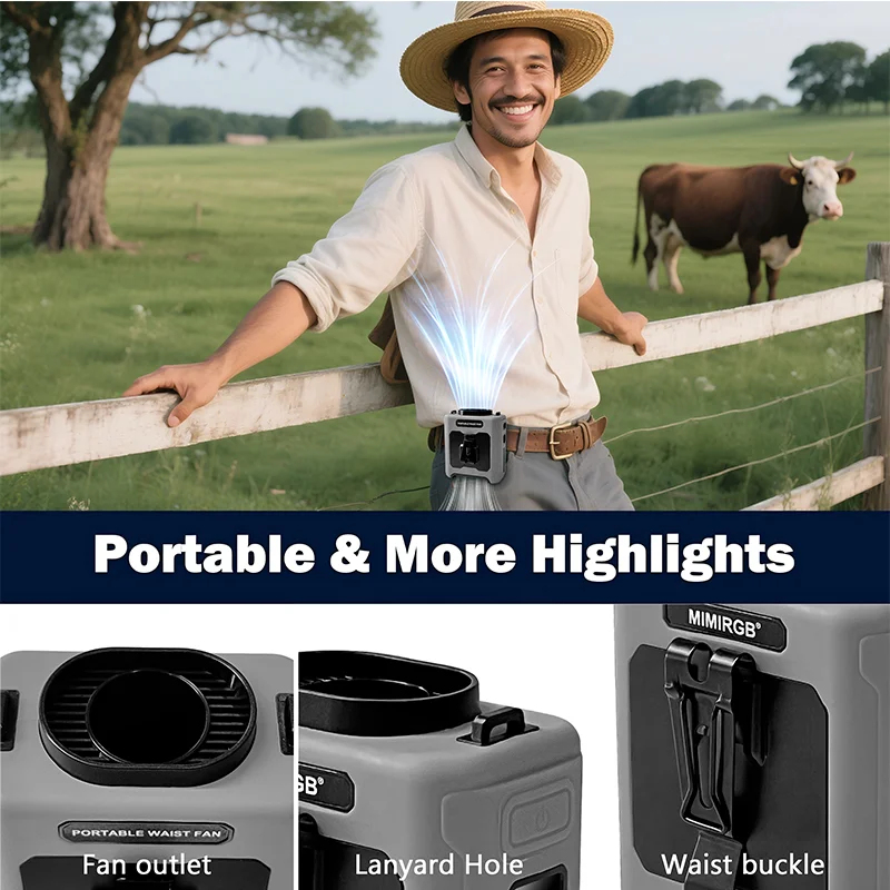 Portable Blender Usb Rechargeable - Taillenventilator mit Powerbank, 5 Geschwindigkeiten, tragbarer