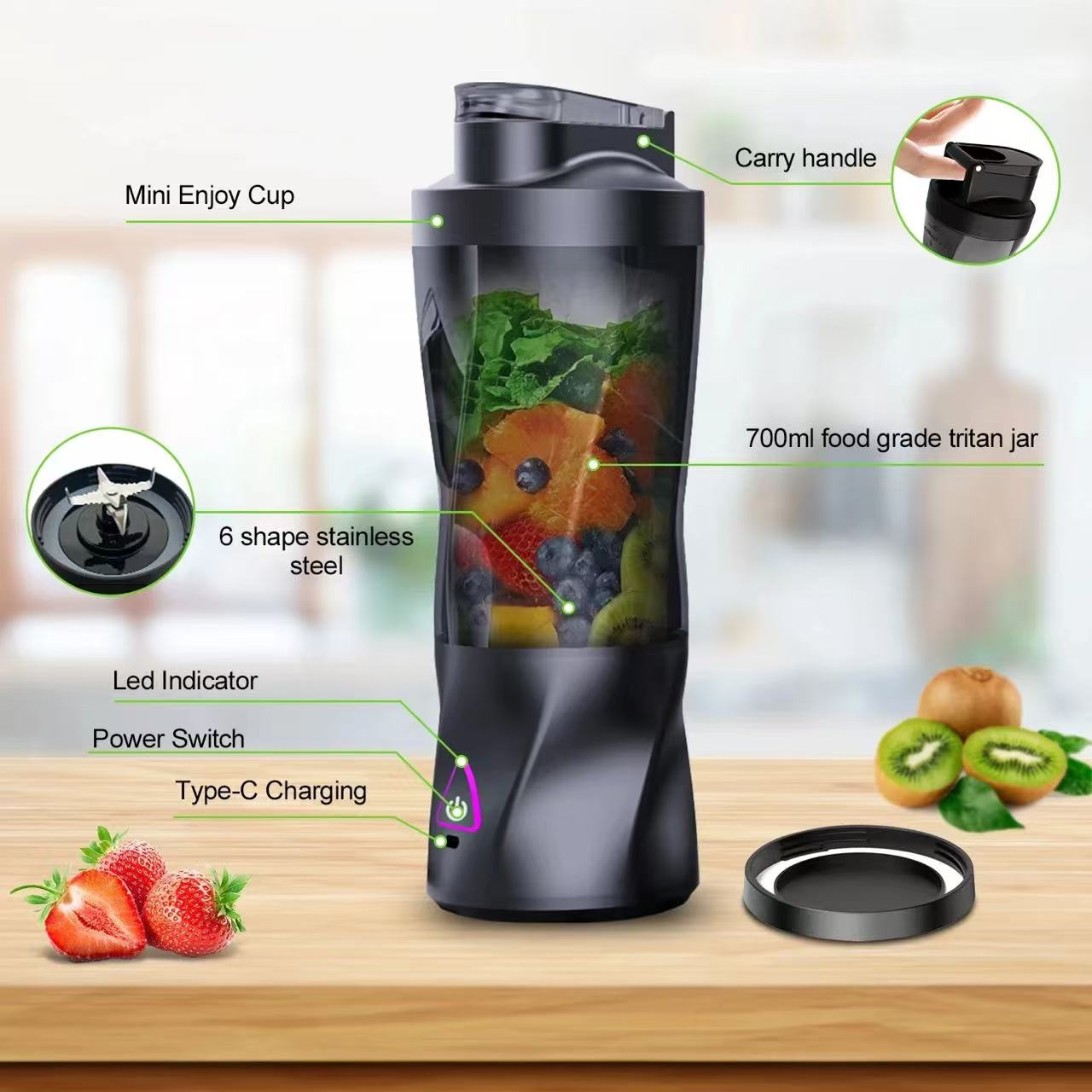 Tragbarer elektrischer Entsaft – Portable Blender Usb Rechargeable Bewertung und Preis