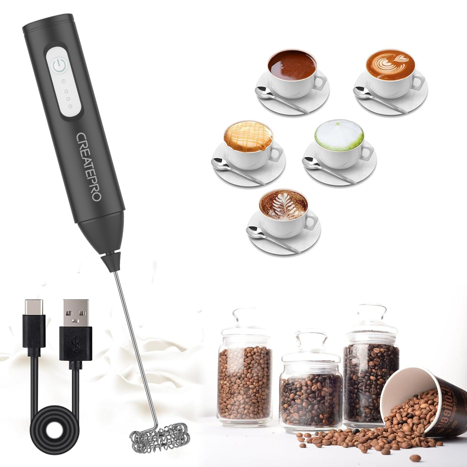 Wiederaufladbarer Milchaufschä – Electric Milk Frother Handheld Bewertung und Preis